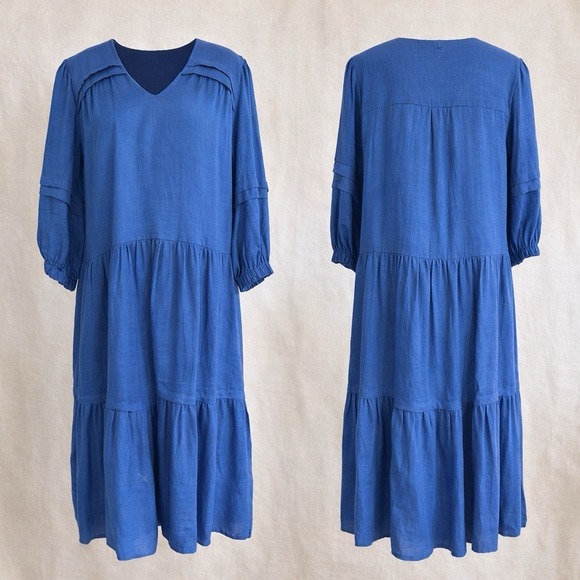 Tyler Boe Dresses & Skirts - Tyler Boe Blue Tiered Midi Dress